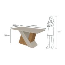 Mesa de Jantar Lopas 1,70 Venus com vidro Serigrafado Amendoa Clean/off White