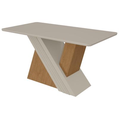Mesa de Jantar Lopas 1,70 Venus com vidro Serigrafado Amendoa Clean/off White