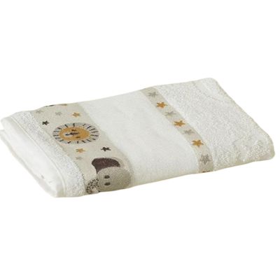 Kit ( 3 ) Toalha de Banho KazzaVip Infantil 100% Algodão Jacquard Barra para Bordar Funny Branco Off-White