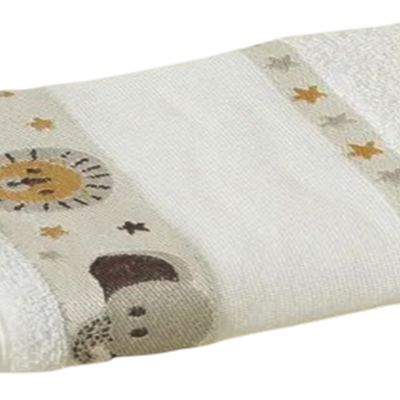 Kit ( 3 ) Toalha de Banho KazzaVip Infantil 100% Algodão Jacquard Barra para Bordar Funny Branco Off-White