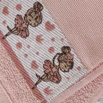 Kit ( 2 ) Toalha de Banho KazzaVip Infantil 100% Algodão Jacquard Barra para Bordar Funny Rosa