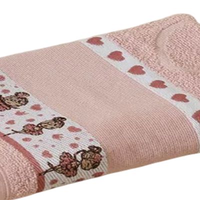 Kit ( 2 ) Toalha de Banho KazzaVip Infantil 100% Algodão Jacquard Barra para Bordar Funny Rosa e Azul