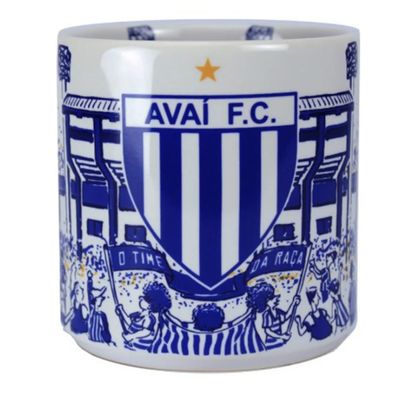 Caneca KazzaVip do Avai F.C Cerâmica 360 ML Estádio da Ressacada Licenciada Branco