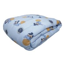 Edredom KazzaVip Baby Malha 100% Algodão Berço Americano Estampado Mickey Travesso Azul
