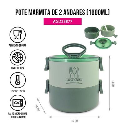 Kit Joy Bolsa Térmica, Porta Escova, Pasta De Dente, Pote Marmita 2 Andares E Garrafa Verde
