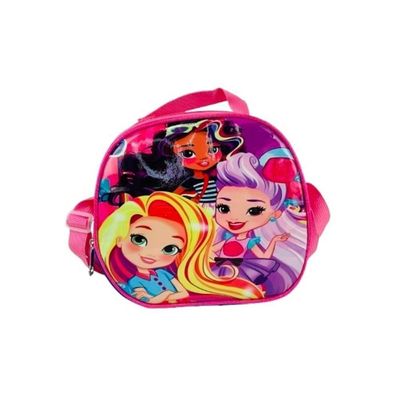 Kit Mochila Rodinhas Princesas Bolsa Escolar Estojo E Lancheira Térmica Rosa Carrinho Impermeavel