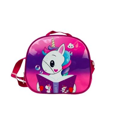 Kit Mochila Rodinhas Unicornio Estojo Lancheira Térmica Bolsa Carrinho Impermeavel Rosa
