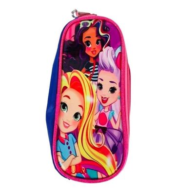 Kit Mochila Rodinhas Princesas Bolsa Escolar Estojo E Lancheira Térmica Rosa Carrinho Impermeavel