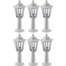 6 Balizadores Clássicos Brancos 44cm Luminárias de Chão Lente Transparente Gregos Dital