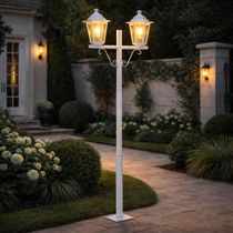 Kit 6 Postes Luminária Branco Tubo Alumínio Jardim 1,61m E27 Termoplástico Lente Transparente Dital