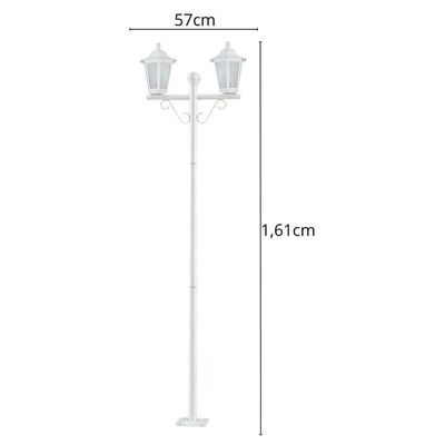 Kit 2 Postes Luminária Branco 1,6m Jardim 2 Lâmpadas E27 Grega Lente Fosca Dital