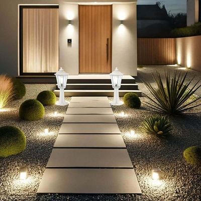 Balizador Clássico Branco Luminária para Jardim Lente Transparente Dital Colonial