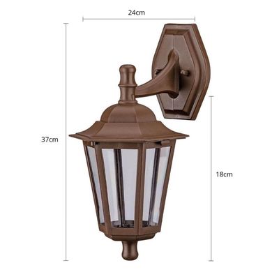 Kit 2 Arandelas Clássicas Luminárias de Parede 37cm Marrom Lente Transparente Grega