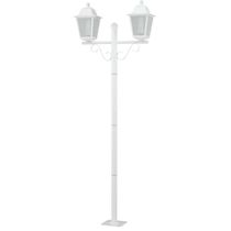 Poste Branco Clássico 2,1m Luminária 2 Lâmpadas E27 Praça Jardim Soberana Dital Calçadas