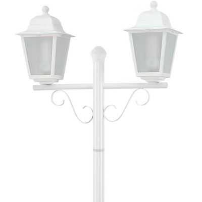 Poste Branco Clássico 2,1m Luminária 2 Lâmpadas E27 Praça Jardim Soberana Dital Calçadas