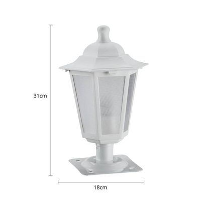 Kit 6 Balizadores Luminárias de Jardim Branco 31cm Clássico Alumínio Lente Fosca Grega Dital
