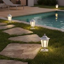 Kit 12 Luminárias de Chão 31cm Externa Decorativa Balizador de Jardim Lente Fosca Branco Dital