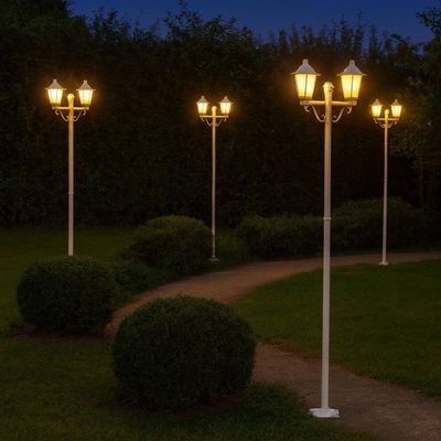 Poste Luminária Branco 1,6m Jardim 2 Lâmpadas E27 Grega Polipropileno Lente Fosca Dital