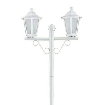 Poste Luminária Branco 1,6m Jardim 2 Lâmpadas E27 Grega Polipropileno Lente Fosca Dital