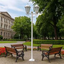 Poste Luminária Branco 1,6m Jardim 2 Lâmpadas E27 Grega Polipropileno Lente Fosca Dital