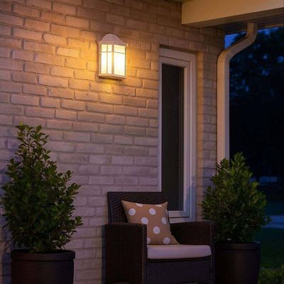 Kit 12 Luminárias Arandelas Parede Externa Jardim Muro 25cm Lente Fosca De Ville Dital Branco