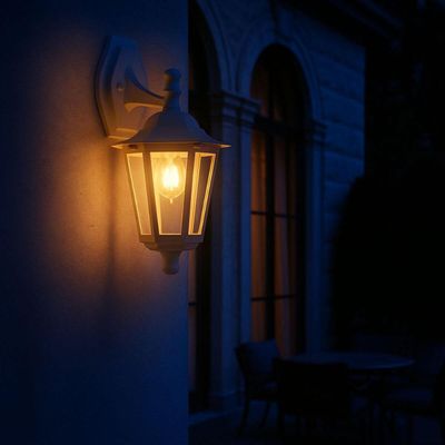 Arandela Colonial Luminária Branca de Parede E27 Clássica Lente Transparente Dital