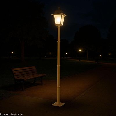 12 Postes Luminária 1,95m Praça Jardim Branco 1 Lâmpada Soberana Colonial Dital