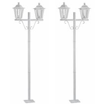 Kit 2 Postes de Jardim Duplo Luminária Externa Colonial E27 Branco Grega Dital 1,61m Tubo Alumínio