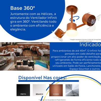 Ventilador de Teto Treviso Infinit LED Cromado Contrl Remoto
