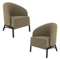 Kit 2 Poltronas Decorativa Sala de Estar kenya Pés em Ferro Veludo Preto/Castor G33 - Gran Belo