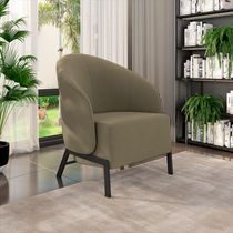 Kit 2 Poltronas Decorativa Sala de Estar kenya Pés em Ferro Veludo Preto/Castor G33 - Gran Belo