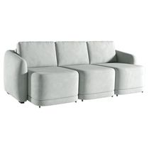 Sofá Cama Modulado Retrátil e Reclinável Decorativo Varsóvia 306cm Veludo Cinza G33 - Gran Belo