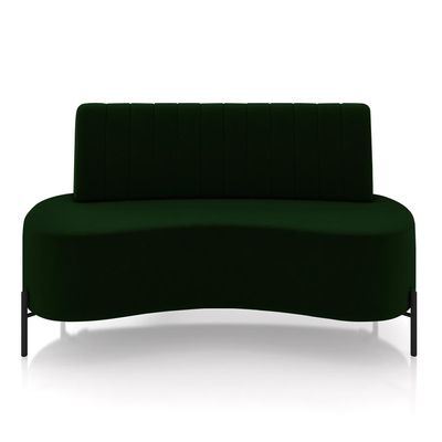 Sofá Living Decorativo 2 Lugares 1,35M Katara Pés de Ferro Veludo Verde G33 - Gran Belo