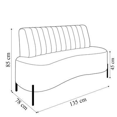 Sofá Living Decorativo 2 Lugares 1,35M Katara Pés de Ferro Veludo Verde G33 - Gran Belo