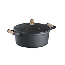 Caçarola Alça De Madeira Tampa De Ferro 4,1 Litros 24cm