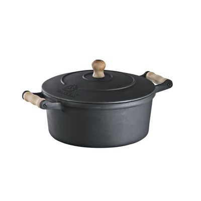 Caçarola Alça De Madeira Tampa De Ferro 4,1 Litros 24cm