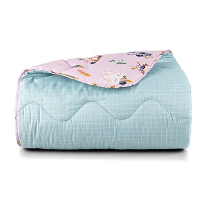 Edredom Cobertor Lutti Solteiro Infantiil Dupla Face 200 Fios Raposa Foxy Rosa