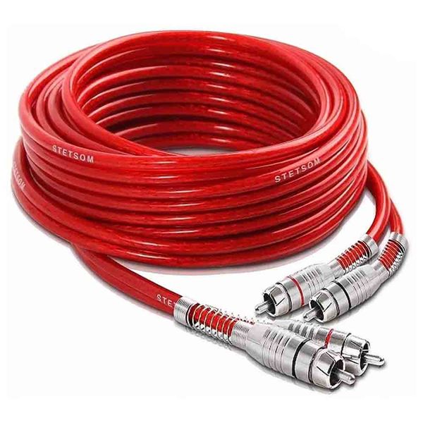 Cabo 2+2 RCA Duplo Prata 5m L/R 40mm Audio Video Blindado