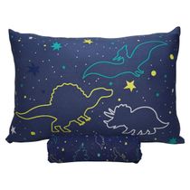 Jogo de Cama Portallar Solteiro Malha Mista Joy Dinossauros 2 peças Azul