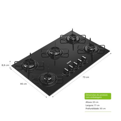 Cooktop 5 Bocas Consul CD075BE Mesa de Vidro