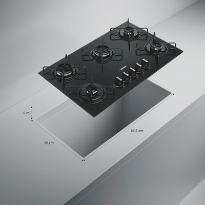 Cooktop 5 Bocas Consul CD075BE Mesa de Vidro