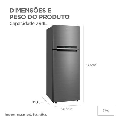 Geladeira Midea Frost Free Duplex 394L Inverter Inox Inox / 110