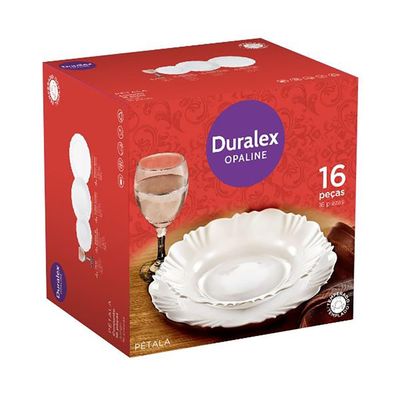Aparelho de Jantar e Taças Duralex Opaline Pétala – 16 Peças