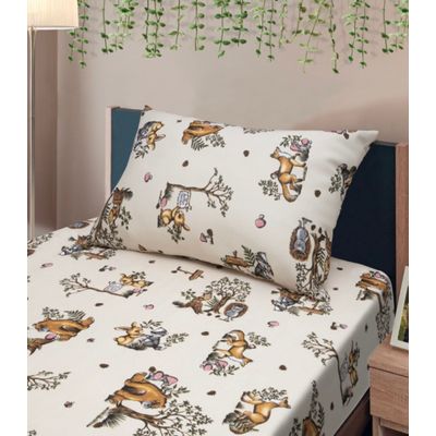 Jogo De Cama Solteiro Kids Doce Vida Bege UN / Bege