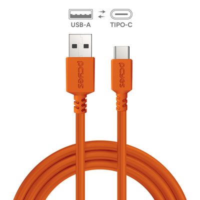 Cabo USB a 2.0 Macho P/ USB TIPO-C - Laranja - Caixa JBL - 2 Metros - CBPY02L