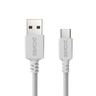 Cabo USB a 2.0 Macho P/ USB TIPO-C - Branco - 2 Metros - NYLON - CBPY03B