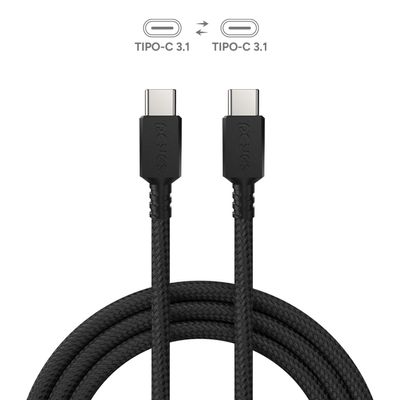 Cabo USB TIPO-C 3.1 P/ USB TIPO-C 3.1 - Preto - 3 Metros - NYLON - PUCP3P