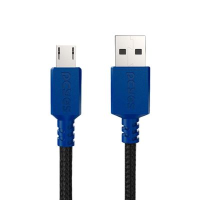 Cabo Micro USB para USB a 2.0 - Conector Azul - P/ PS4 - 3M - NYLON - PMUAN-3A