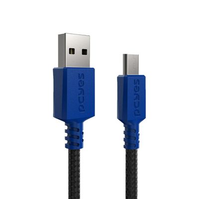 Cabo Micro USB para USB a 2.0 - Conector Azul - P/ PS4 - 3M - NYLON - PMUAN-3A
