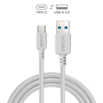 Cabo USB a 3.0 Macho P/ USB TIPO-C - Branco - 2 Metros - PUCAP3-2B